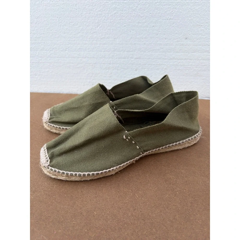 Diegos Handmade in Spain Olive‎ Green Canvas Espadrilles Jute Slip On Flats 37